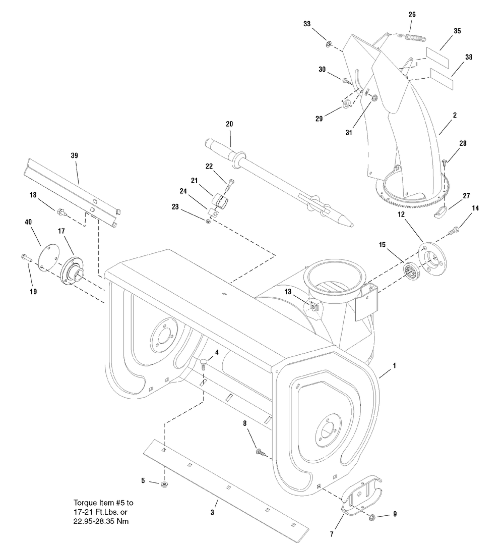 Auger Housing And Chute Group - 28" Diagram and Parts List for 1695441-LP1695441-928E 2008 Briggs and Stratton Snow Blower